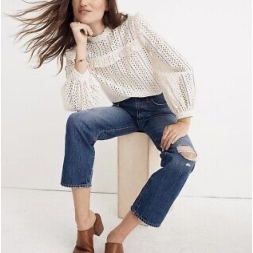 MADEWELL | Women's Knee-Rip Edition Medium Jade Wash Classic Straight Jeans, 25